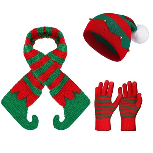 RETUOLWAG Weihnachtsmütze mit Festival-Thema, gestreift, Schal für alle Altersgruppen, Feiertage, Weihnachtsmannmütze, Familientreffen, Weihnachtsmütze von RETUOLWAG