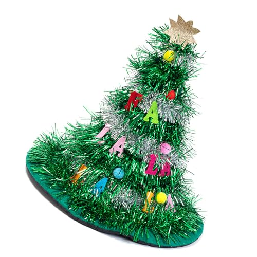RETUOLWAG Weihnachtsparty-Accessoire, Weihnachtsbaum-förmiger Hut mit dekorativem Stern und Lametta, schimmernde Weihnachtsmütze für Erwachsene RETUOLWAG Weihnachtsparty-Accessoire, Weihnachtsbaum-förmiger Hut mit dekorativem Stern und Lametta, schimmernde Weihnachtsmütze für Erwachsene von RETUOLWAG