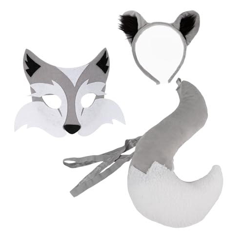 Wolfsohren Stirnband mit Kunstpelz, Schwanz, Halloween-Kostüm-Set für Kinder und Erwachsene, Cosplay, Partys, Halloween, Cosplay-Kostüm Wolfsohren Stirnband mit Kunstpelz, Schwanz, Halloween-Kostüm-Set für Kinder und Erwachsene, Cosplay, Partys, Halloween, Cosplay-Kostüm von RETUOLWAG