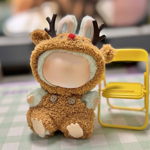 Puppenkleider-Set, 17 cm, niedliche Outfits für Puppen, Schlüsselanhänger-Zubehör, falscher Jumpsuit im Tierstil, Dinosaurier- und Hai-Design (Dolle nicht im Lieferumfang enthalten) (Hirsch (Dolle von RETZLA