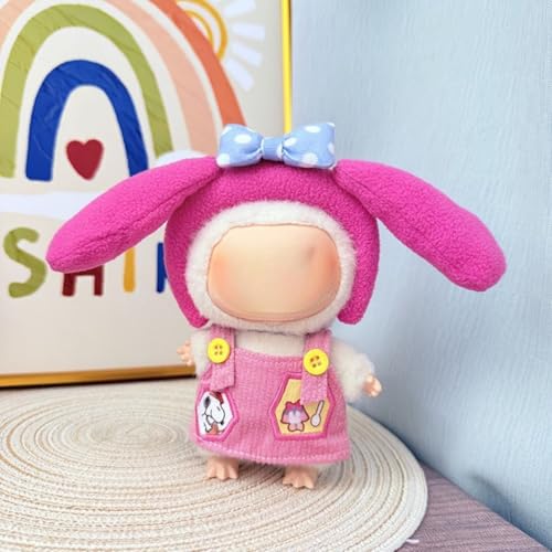 Puppenkleider-Set, 17 cm, niedliche Outfits für Puppen, Schlüsselanhänger-Zubehör, falscher Tierstil, Overall mit Dinosaurier- und Hai-Design (Puppe nicht im Lieferumfang enthalten) (große Ohren von RETZLA
