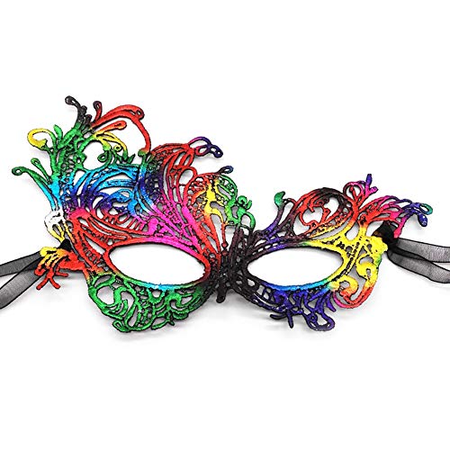 REU GLOBAL Reuglobal Augenmaske für Damen, Mädchen, Damen, Maskerade, Spitze, Schwarz / Mehrfarbig / Violett / Rosa / Rot, Bunt, Medium von REU GLOBAL