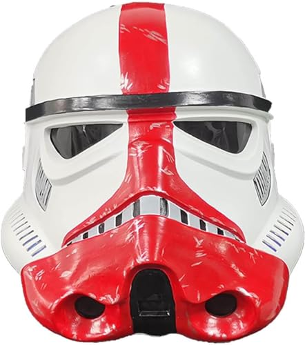 Imperial Stormtr-ooper Latex-Maske, perfekte Vollkopf-Halloween-Maske für Erwachsene Cosplay-Partys (Rot) von REVYV