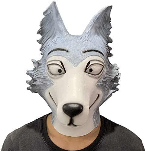 REVYV Beastars Legoshi Maske Anime Wolf Latex Maske/Handschuhe/Schwanz Halloween Cosplay Zubehör Requisiten (Maske) von REVYV