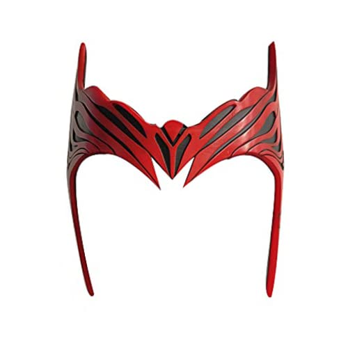 REVYV Scarlet Mask Wanda Maximoff Hexe Luxus Harz Kopfbedeckung Zubehör Maskerade Halloween Cosplay Requisiten (Rot-Resin) von REVYV
