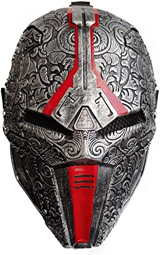 REVYV Sith Acolyte Latex Maske Movie Alien Wars Halloween Cosplay Zubehör Kostüm Requisiten (rot-grau) von REVYV