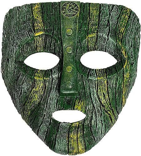REVYV The Mask Jim Carrey Holzoptik Vollgesichtsmaske Latex Maske Cosplay Kostüm Karneval Zubehör Halloween Requisiten Grün von REVYV