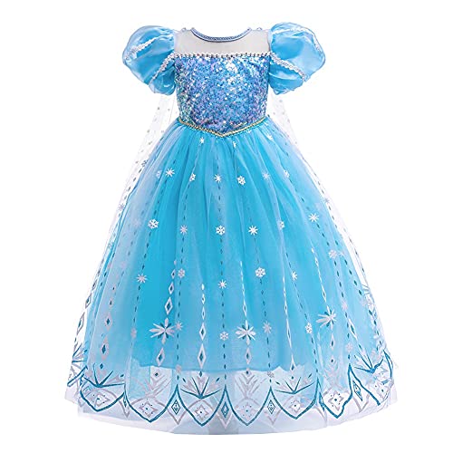 REXREII Mädchen Frozen Elsa Prinzessin Verkleidung Halloween Kostüm Weihnachten Geburtstag Festzug Party Abend Ballkleid Blau 7-8T REXREII Mädchen Frozen Elsa Prinzessin Verkleidung Halloween Kostüm Weihnachten Geburtstag Festzug Party Abend Ballkleid Blau 7-8T von REXREII