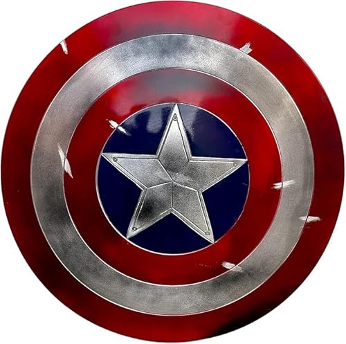 REXRYZ Damage Cap America Metallschild Cosplay 1:1 Replik Battle Damage Cap America Schild für Cosplay oder Rollenspiel, Geschenk, mehrfarbig, Erwachsene von REXRYZ