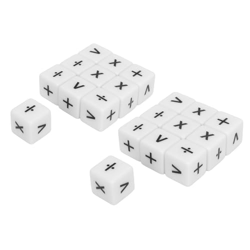 20pcs Math Calculation Dice Set | Teaching Dice for Classroom/Home Learning | Plastic Arithmetic Dices with Easy - to - Read Symbols | 1.6cm White Educational Tools von REXVTNS