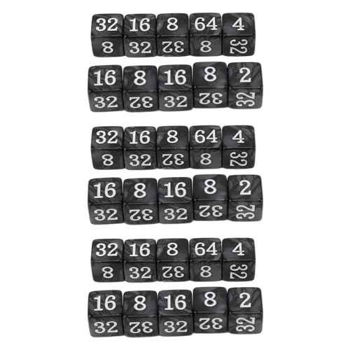 30pcs Number Dice Set | 2X Multiplikator Educational Math Tool | Sechsseitige Plastikwürfel für Brettspiele/Klassenzimmer/Homeschool | Leicht und robust (Black) von REXVTNS