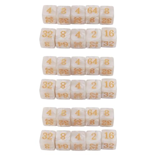 30pcs Number Dice Set | 2X Multiplikator Educational Math Tool | Sechsseitige Plastikwürfel für Brettspiele/Klassenzimmer/Homeschool | Leicht und robust (White) von REXVTNS
