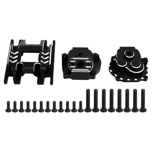 Aluminum Alloy Gearbox Housing for Traxxas 1/18 Scale RC | Low Noise Gearbox Case with Steel Gear | Sealed Replacement for Crawler/Off - Road | 20 Screws Included (Black) von REXVTNS