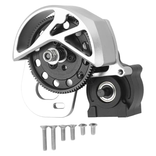 REXVTNS 1/10 Aluminum Alloy RC Gearbox Assembly | 87T Steel Spur Gear Set for Axial SCX10 / SCX10 II / AX10 | Sturdy Limited Slip Differential | Pre - Lubricated CNC Machined Gears (Silver) von REXVTNS