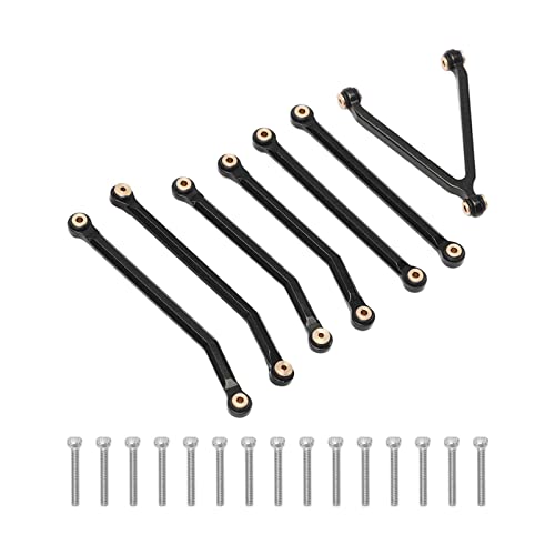 REXVTNS 1/24 RC Car Chassis Link Rod | Aluminum Alloy Pull Rods for LWB 133.7mm Axial SCX24 / C10 / JLU | Tough & Exact | 7 Accessories + 15 Screws (Black) von REXVTNS