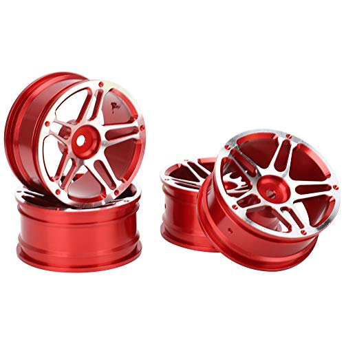 REXVTNS 1,9 -Zoll -Aluminiumlegierung RC Wheel Hubs | 4pcs für 1:10 Skala Driften/Kletterautos | Hohe Genauigkeit für mehrere Marken | Schwarz/rot/blau (Red) von REXVTNS