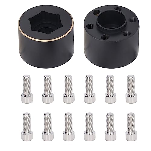 REXVTNS 12mm Sechskant -Hub, 2 Sechskanterweiterungen, Messing -Schwarzrad -Hub -Adapter für Fernbedienungsauto verbessert die Stabilität und den realismus geeigneten axialen (15 mm) von REXVTNS