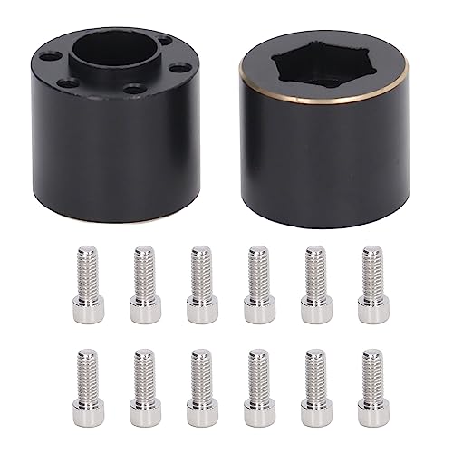 REXVTNS 12mm Sechskant -Hub, 2 Sechskanterweiterungen, Messing -Schwarzrad -Hub -Adapter für Fernbedienungsauto verbessert die Stabilität und den realismus geeigneten axialen (18,5 mm) von REXVTNS