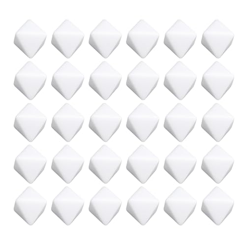 REXVTNS 30pcs 8 -Seiten -einfache weiße Würfel | DIY Plastic Dices für Brettspiele/Mathematikunterricht/Handwerk | Sogar Textur zum Zeichnen und Gravieren | Leicht und robust von REXVTNS