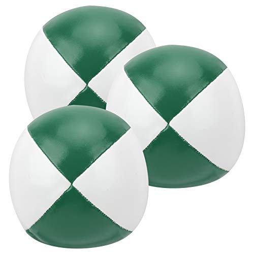 REXVTNS 3Pcs PU Leather Juggling Balls | Soft & Sturdy for Beginners to Experts | Indoor/Outdoor/Performance Practice | 6.3cm Diameter, 271g (Green White) von REXVTNS