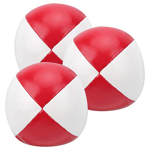 REXVTNS 3Pcs PU Leather Juggling Balls | Soft & Sturdy for Beginners to Experts | Indoor/Outdoor/Performance Practice | 6.3cm Diameter, 271g (Red and White) von REXVTNS