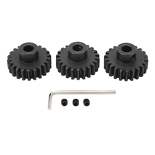 3pcs Steel M1.5 Pinion Gear Set for 1/5 1/8 1/10 RC Car | 8mm Motor Pinion Gear with M5 Set Screw & Hex Key | Sturdy Replacement Gear for RC Cars/Trucks/Buggies (22T) von REXVTNS