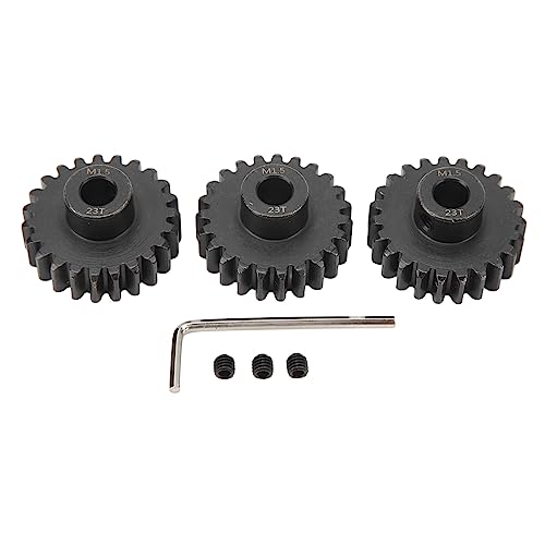 3pcs Steel M1.5 Pinion Gear Set for 1/5 1/8 1/10 RC Car | 8mm Motor Pinion Gear with M5 Set Screw & Hex Key | Sturdy Replacement Gear for RC Cars/Trucks/Buggies (23T) von REXVTNS
