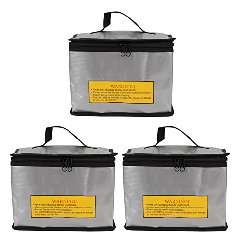 REXVTNS 3pcs lipo Batteriespeicherfall Wärmefestigkeit geschützt | Speicher mit großer Kapazität mit Reißverschluss | Für RC -Autos/Drohnen/Elektronik | PVC -Außenschicht & Flamme aus von REXVTNS