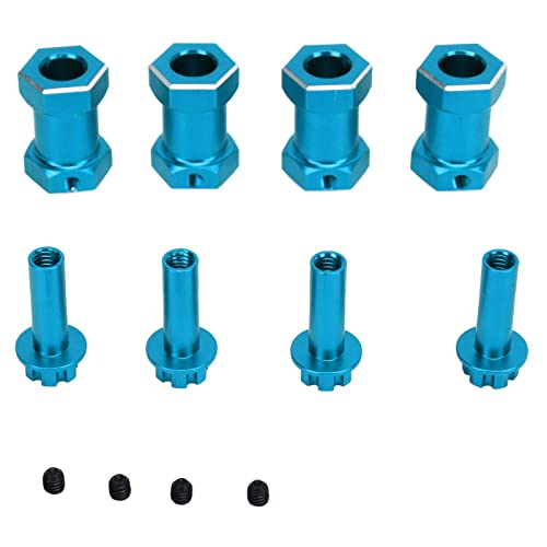 REXVTNS 4 Pcs Aluminum Alloy RC Wheel Hex Hub | 12mm Extension Combiner for 1/10 RC Climbing Car | Replacement for Damaged Parts/Universal Fit/CNC Machined (Blau) von REXVTNS