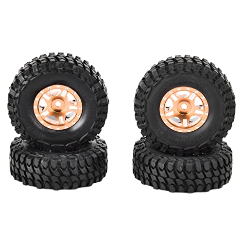 REXVTNS 4PCS 1/24 RC -Autoreifen für axiale SCX24 | Gummi- und Leichtmetallräder für Crawler -Autos | Hohe Grifftextur/Abriebdauer | FIT 90081 AXI00001 AXI00002 Versionen (Saturday and Gold) von REXVTNS