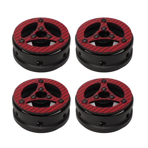 REXVTNS 4PCS 1.9 Inch RC Wheel Rims | Lightweight Carbon Fiber Replacement for SCX10 / RR10 1/10 Crawler Car | High - Strength Alloy & Nylon Combo for Off - Road/Rock Climbing (Red) von REXVTNS