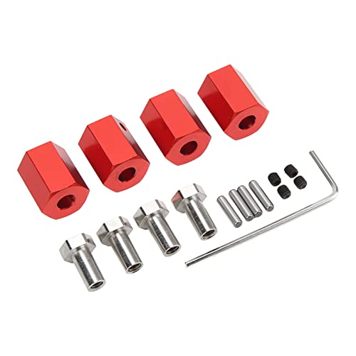 REXVTNS 4PCS 12mm Aluminum Wheel Hex Hub | 16mm Height with Pins for 1/10 & 1/12 RC Cars | Universal Upgrade Part for Remote Control Vehicles | Improves Tire Grip & Stability (Red) von REXVTNS