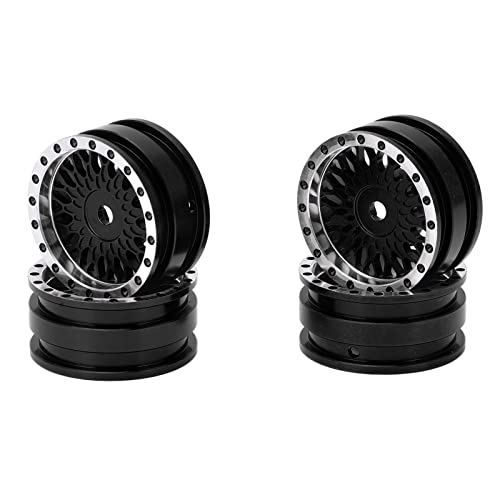REXVTNS 4PCS Aluminum Wheel Rims for Axial SCX24 | 1/24 RC Car Accessories | High - Performance Mesh Pattern Hub | Lightweight & Sturdy Alloy Upgrade (Black) von REXVTNS