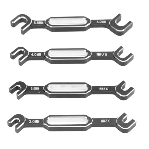 REXVTNS 4PCS RC Turnbuckle Wrench Set | 3.0-6.0mm Aluminum Alloy Nut Remover | Multi - Size Tool for RC Cars/Trucks/Off - Road Vehicles | Lightweight & Sturdy Repair Kit (Black) von REXVTNS