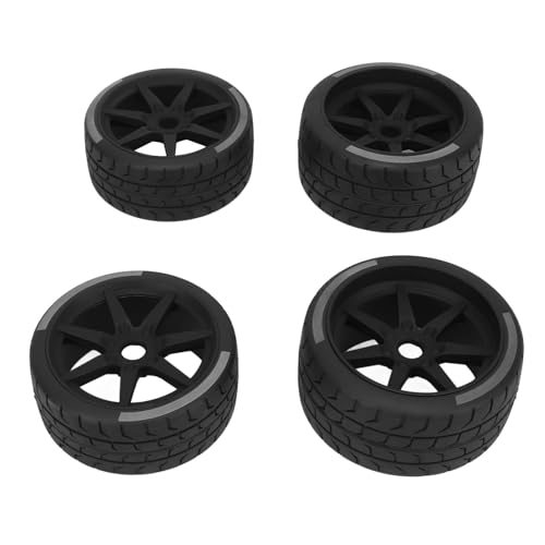 REXVTNS 4Pcs RC Car Rubber Tires | Enhanced Friction & Better Grip for 1/8 1/10 RC Crawler | Thickened Design for Rugged Roads/Off - Road Driving | Sturdy Hub Wheel Tires von REXVTNS