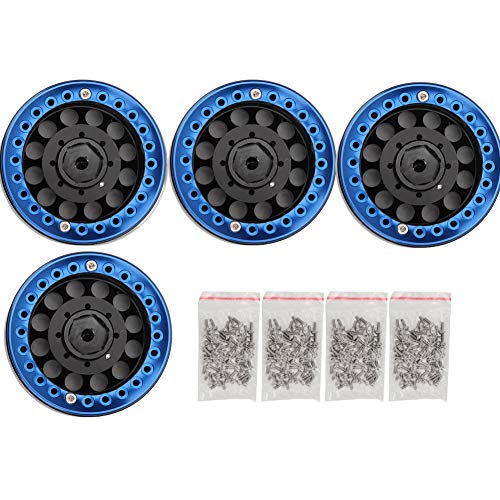 REXVTNS 4pcs 1,9in Aluminium Beadlock Wheel Rims | Hoch -Kraft -Legierung für SCX10 / / D901 RC Crawler Cars | 1/10 -Skala aus - Straßenzubehör | 12 mm Sechskantantrieb, 56 -mm (Black Blue) von REXVTNS