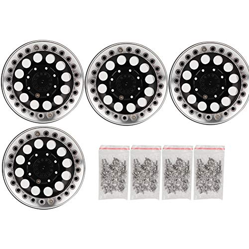 REXVTNS 4pcs 1,9in Aluminium Beadlock Wheel Rims | Hoch -Kraft -Legierung für SCX10 / / D901 RC Crawler Cars | 1/10 -Skala aus - Straßenzubehör | 12 mm Sechskantantrieb, 56 -mm (Black Silver) von REXVTNS