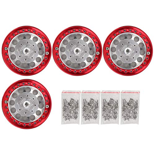 REXVTNS 4pcs 1,9in Aluminium Beadlock Wheel Rims | Hoch -Kraft -Legierung für SCX10 / / D901 RC Crawler Cars | 1/10 -Skala aus - Straßenzubehör | 12 mm Sechskantantrieb, 56 -mm (Silver Red) von REXVTNS