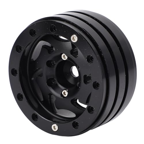 REXVTNS 4pcs 1.9 RC Beadlock Wheels | 12mm Hex CNC Aluminum Alloy Rim for 1/10 RC Crawler / SCX10 | Weighted Design for Stability & Traction (Black) von REXVTNS