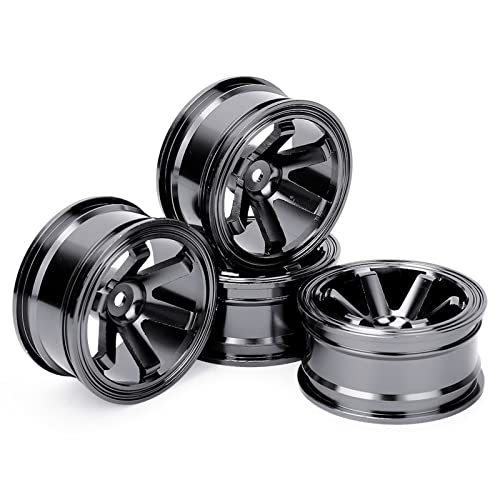 REXVTNS 4pcs Aluminiumlegierung WHRED Hub für 1/10 RC -Drift -Autos | Universeller Anpassungsersatz für Flache Laufversionen | Leichtes Robustes Upgrade (Schwarz/Blau/Kaffee) (Black) von REXVTNS