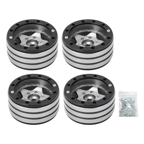 REXVTNS 4pcs CNC Aluminum Alloy RC Wheel Hub 1.9 Inch | Weighted Design for 1/10 RC Crawler / SCX10 | Lower Center of Mass & Enhanced Stability | Replacement for RC Car Accessories (Silver) von REXVTNS