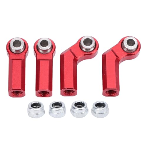 REXVTNS 4pcs Metallkugelgelenke für 1/10 RC -Auto | M4 -Gewinde 7,0mm CW Link Stange Endballköpfe | 2 Ellbogen & 2 Gerade für das Lenk- / Aufhängungssystem | Legierungsmaterial mit Abrieb (Red) von REXVTNS
