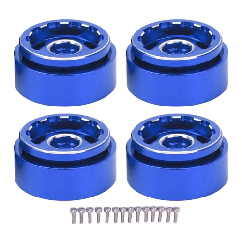 4pcs RC Car Beadlock Wheels Rims | 1.0 Inch Aluminum Alloy for 1/18 / 1/24 RC Cars | Strong Build & Enhanced Stability | Easy Install with 14 Screws (Blue) von REXVTNS