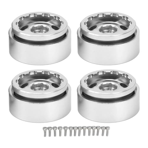 REXVTNS 4pcs RC Car Beadlock Wheels Rims | 1.0 Inch Aluminum Alloy for 1/18 / 1/24 RC Cars | Strong Build & Enhanced Stability | Easy Install with 14 Screws (Silver) von REXVTNS