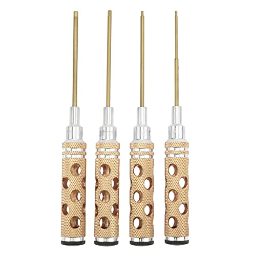 REXVTNS Hex Driver Wrench Set 4Pcs | 1.5mm 2.0mm 2.5mm 3.0mm RC Screwdriver for Miniature Vehicles/Boats/Aircraft | Aluminum Alloy with Secure - Grip Handle (Gold) von REXVTNS