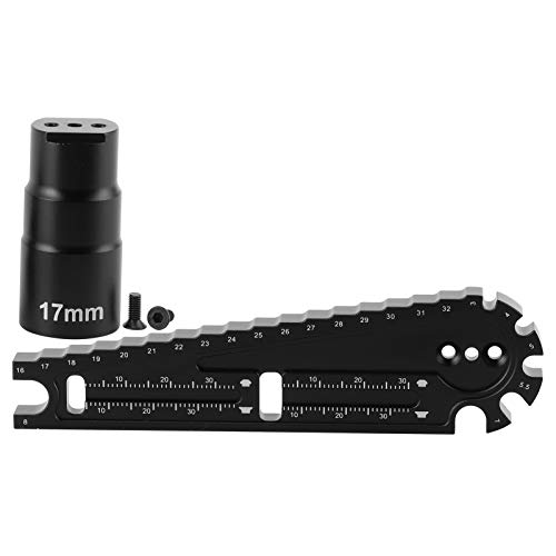 REXVTNS RC Car Height Ruler & Multi - Tool | 17mm Hex Sleeve for Tire Removal | 6 - in - 1 Wrench Tool (3/4 / 5/5.5/7 / 8mm) | Aluminum Alloy Measuring Tool for RC Vehicles 16-32mm von REXVTNS