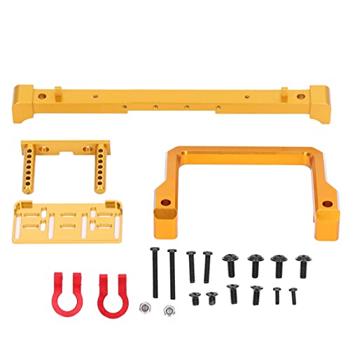 REXVTNS RC Front Bumper for MN999 / SCX10 / AXIAL 1/10 Scale Crawler | Aluminum Alloy Guard - Collision Bar with Winch Base | Authentic - Simulation Replacement Part | 2.4G 4WD Off - (Gold) von REXVTNS