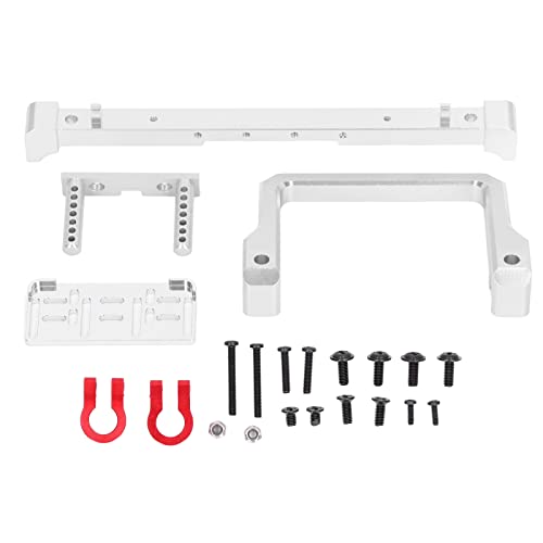 REXVTNS RC Front Bumper for MN999 / SCX10 / AXIAL 1/10 Scale Crawler | Aluminum Alloy Guard - Collision Bar with Winch Base | Authentic - Simulation Replacement Part | 2.4G 4WD Off - (Silver) von REXVTNS