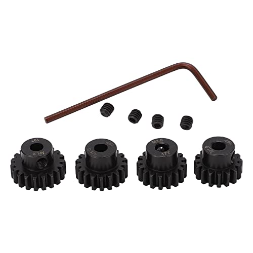 REXVTNS RC Motor Pinion Gear Set 16T 17T 18T 19T | 5.0mm Chrome Molybdenum Steel for 1/8 RC Car/Truck/Truggy | High Strength & Low Noise Gear Parts with Screws von REXVTNS