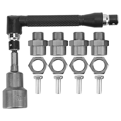 REXVTNS RC Rad Hex Hub Adapter Set 12mm - 17mm | Aluminiumlegierung & Stahlkonstruktion | für 1/10 & 1/8 Scale RC -Autos/LKWs | 4 Adapter + 4 Achsen + Schraubenschlüssel enthalten (Ti Color) von REXVTNS
